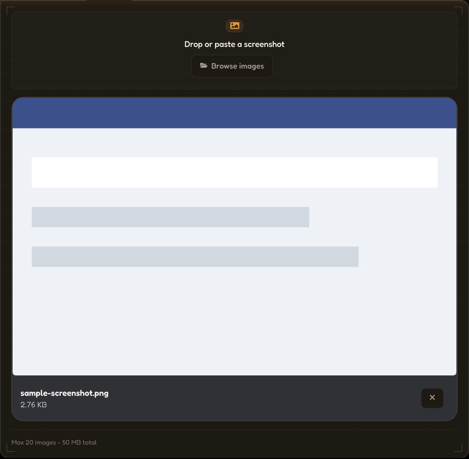 Screenshot: an image pasted and ready to encrypt on SecretScreen