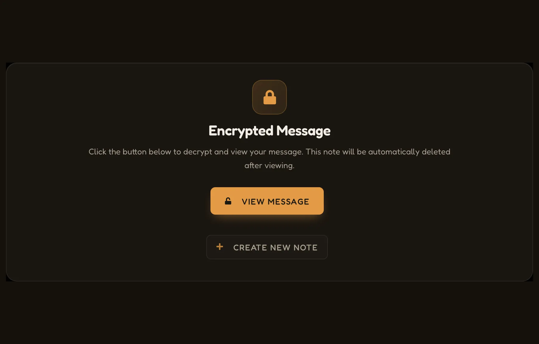 Screenshot: the note is gone after being read