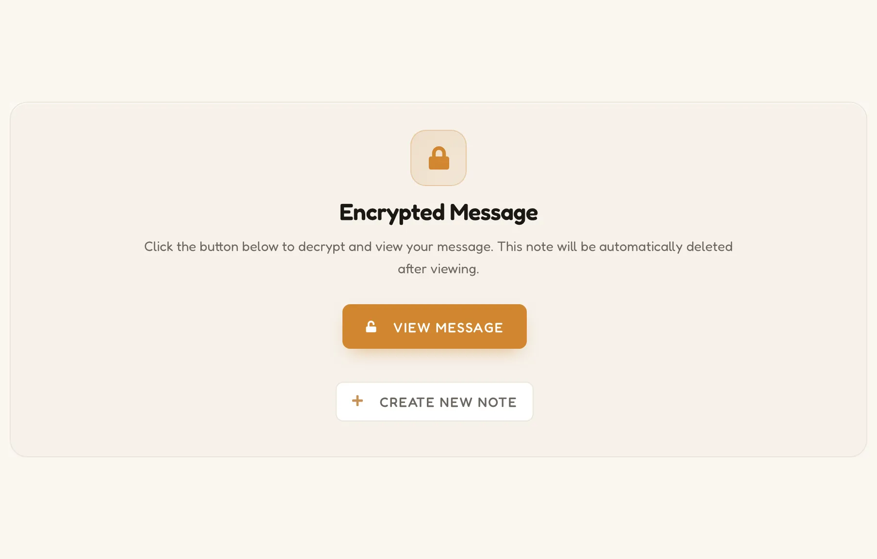 Screenshot: the note is gone after being read
